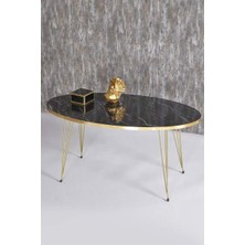 Savita Home Altın Tel Orta Sehpa Elips - 90X50X43 cm