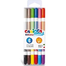 Bicolor Süper Yıkanabilir Çift Uçlu Keçeli Boya Kalemi 6'li 12 Renk