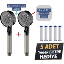 Truva 2 Adet Filtreli Su Tasarruflu Duş Başlığı 5 Adet Yedek Filtre Hediyeli Duş Seti