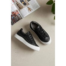 Ayakkabı Fuarı Elit YSFLT373 Kadın Klasik Sneaker Siyah - Beyaz