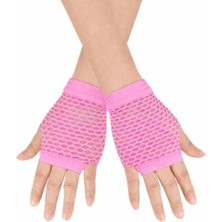 Akinco 80’ler 90’lar Neon Pembe File Parmaksız Kısa Eldiven 11 cm