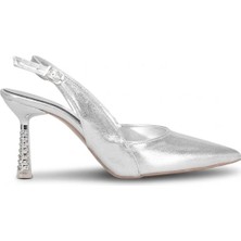 Ayakkabı Fuarı Elit PM439 K3053 Kadın Klasik Topuklu Ayakkabı Gümüş