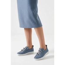 Ayakkabı Fuarı Elit 26YSLNVT02C Kadın Hakiki Deri Espadril Mavi