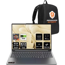 Lenovo Ideapad Pro 5 Amd Ryzen Aı 7 350 32GB 256GB SSD RTX5050/8GB 16" 2.8k OLED 1100NITS 120Hz Fdos Taşınabilir Bilgisayar & Per4 Çanta 83JN003BTRP301
