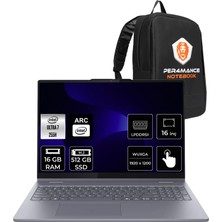 Lenovo Ideapad 5 Core Ultra 7 255H Notebook 16GB RAM 512GB SSD 16" FHD+ FreeDOS + Per4 Çanta 83KS002ATRP302