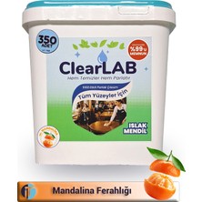 ClearLab - Yüzeyler Için Islak Temizlik Mendili / Havlusu – 350’LI Kova Ambalaj / Mandalina Kokulu