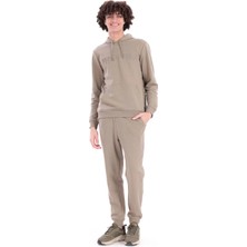 Piero Perla Gofre Baskı Logolu Regular Fit Kapüşonlu Erkek Haki Hoodie