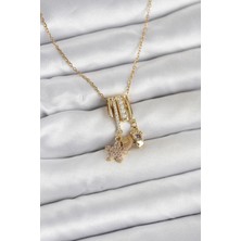 Clariss 316L Çelik Gold Zirkon Taşlı Deniz Tema Charmlı Kadın Kolye