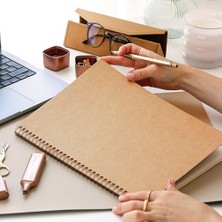 A4 Kraft Karton Kapak 70 Yaprak 110 Gram Noktalı Not Defteri