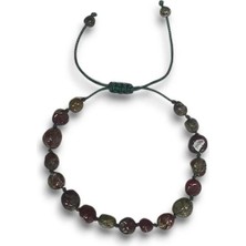 Pozitif Doğal Taş Dragon Blood Jasper Bileklik Makrome Ayarlı 337-3