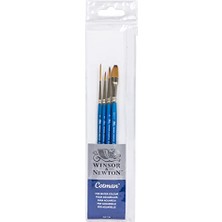 , Cotman Suluboya Sentetik Fırçalar, Kısa Sap, 4'lü Paket (4 ve 2 Yuvarlak, 1 Teçhizat ve 6 mm Tek Vuruş)
