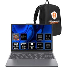 Lenovo Ideapad Slim 3 Ryzen 7 170 Notebook 40GB RAM 1TB SSD 14" FHD+ Win11 Home + Per4 Çanta 83K6006JTRP324