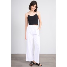 Volumex Y26 Z-233 Ekru Kadın Bol Gabardin Pantolon