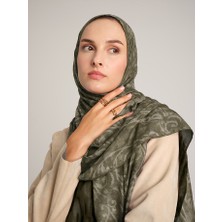 AYSHARA Yalaz Zebra Damask Desenli Çift Taraflı Şal - Haki Yeşil