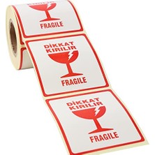 Hazır Kırılır Etiketi, Fragile Label 70MM x 80MM Ruloda 250 Adet Sticker, Koli Için Çıkartma Güvenlik Etiketi, Dikkat Kırılır Uyarı