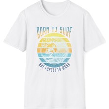 Tişört Kodu Born To Surf Erkek Regular Fit Tişört – Yaz Temalı Dalga & Sörf Baskılı T-Shirt