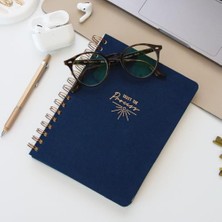 Paperora A5 Spiralli Sert Kapak Keten Düz Çizgisiz Tarihsiz Not Defteri Lacivert