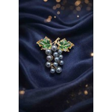 Mon Amours Üzüm Detaylı Asma Yaprak Broş