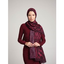 AYSHARA Yalaz Zebra Damask Desenli Çift Taraflı Şal - Bordo