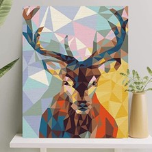 Sayılarla Boyama Tuval Seti Fırça Boya Dahil (Çıtalı) 40X50 cm - Geyik