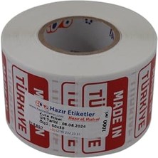 Made In Türkiye Baskılı Kuşe Etiket 50MM x 30MM 1000 Adet