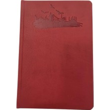 Lüks Deri Kapak Çizgili Defter (Kırmızı)