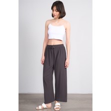 Metraj Y26 03 Gri Kadın Bürümcük Düz Pantolon  Std