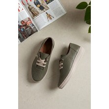 Ayakkabı Fuarı Elit 26YSLNVT04C Kadın Hakiki Deri Espadril Yeşil