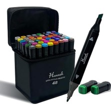 48 Adet Marker Kalemden Oluşan Rengarek Kalem Seti Çantalı Standlı Çift Taraflı Marker Boyama Renklendirme Kalemleri