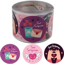 Seni Seviyorum Etiketi 5cm Çapında 500 Adet Kuşe Aşk Sevgilinize Özel Çıkartma 3 Farklı Tasarım