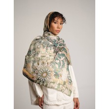 AYSHARA Nakkaşın Mührü Etnik Desenli Tek Taraflı Şal -  Yeşil Mint