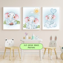 Kosinüs Bebek Odası 3 Lü Poster-Fil Temalı