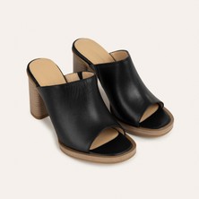 Mudo Deri Kalın Topuklu Terlik