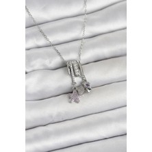 Evyora 316L Çelik Gümüş Zirkon Taşlı Deniz Tema Charmlı Kadın Kolye