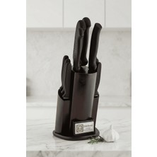Akyüz Home Vintage Mutfak Bıçak Seti Eskitme Ahşap Kütüklü Standlı 10 Parça Çeyiz Sürmene Bıçak Set Sürbisa 61506