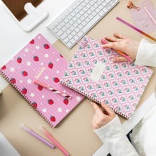 Paperora A4 Spiralli Karton Kapak 2’li Set Düz Çizgisiz Okul Defteri 80 Yaprak, Ders Programlı Çilek