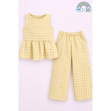 My Kids Wear Kız Çocuk Pötikareli Peplum Bluz ve Pantolon Takımı 12690