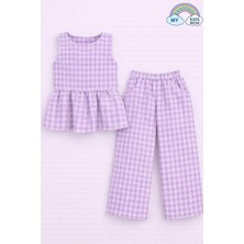 My Kids Wear Kız Çocuk Pötikareli Peplum Bluz ve Pantolon Takımı 12694