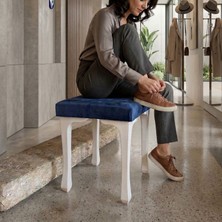 Ratemo Mobilya Ratemo Kare Puf Tabure – Döşemelik Kumaşlı Modern Oturma Pufu 40X40X45 cm Lacivert