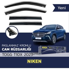 Universal Togg Uyumlu T10X 2023- Kromlu 4'lü Cam Rüzgarlığı