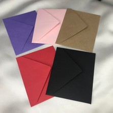 Renkli Küçük Mesaj Zarfı Davetiye Zarfları Tebrik Kartı Zarfı Kırmızı Kraft Mor Siyah Pembe Colourful Envelope 7x9 cm (Çok Renkli)