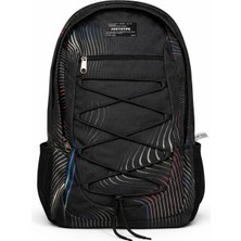 Hype Lisanslı 3 Bölmeli Ipli Sırt Çantası - Renkli Çizgi Desenli Laptop Gözlü Su Itici Okul Çantası