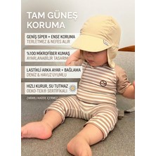 Yorni BEJ, 1-4 YAŞ, Ense Korumalı, Boyundan Bağlamalı, Çocuk Bebek Güneş Şapka, Ekoteks 100 Sertifikalı