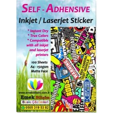 Inkjet ve Laser Uyumlu Sticker Güçlü Yapışkanlı A4 Etiket Kağıdı Mat Yüzeyli 120GSM (100 Yaprak)