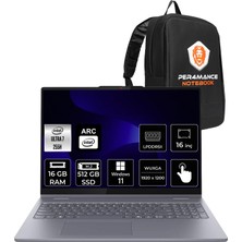 Lenovo Ideapad 5 Core Ultra 7 255H Notebook 16GB RAM 512GB SSD 16" FHD+ Win11 Pro + Per4 Çanta 83KS002ATRP308