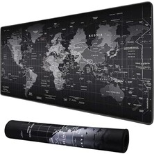 Mcstorey Gaming Mouse Pad 90X40 cm Geniş Dünya Haritası Desenli Kaymaz Tabanlı Dikişli Kenar Büyük Klavye Mouse Altlığı Siyah