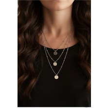 Gistoria Gümüş Renk Top Zincirli Pullu Katlı Kolye