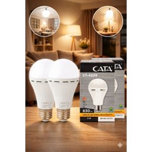CT-4229 9W Şarjlı LED Ampul (Beyaz) 2 Adet Cata Ampul