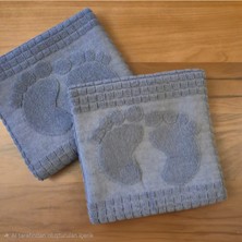 Banyodünyam 2 Adet Koyu Gri Renk % 100 Pamuklu Ayak Izli Ayak Havlusu 50X70CM