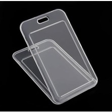 Premium Kart Kılıfı Şeffaf Dikey Yaka Kartı Kart Koruyucu